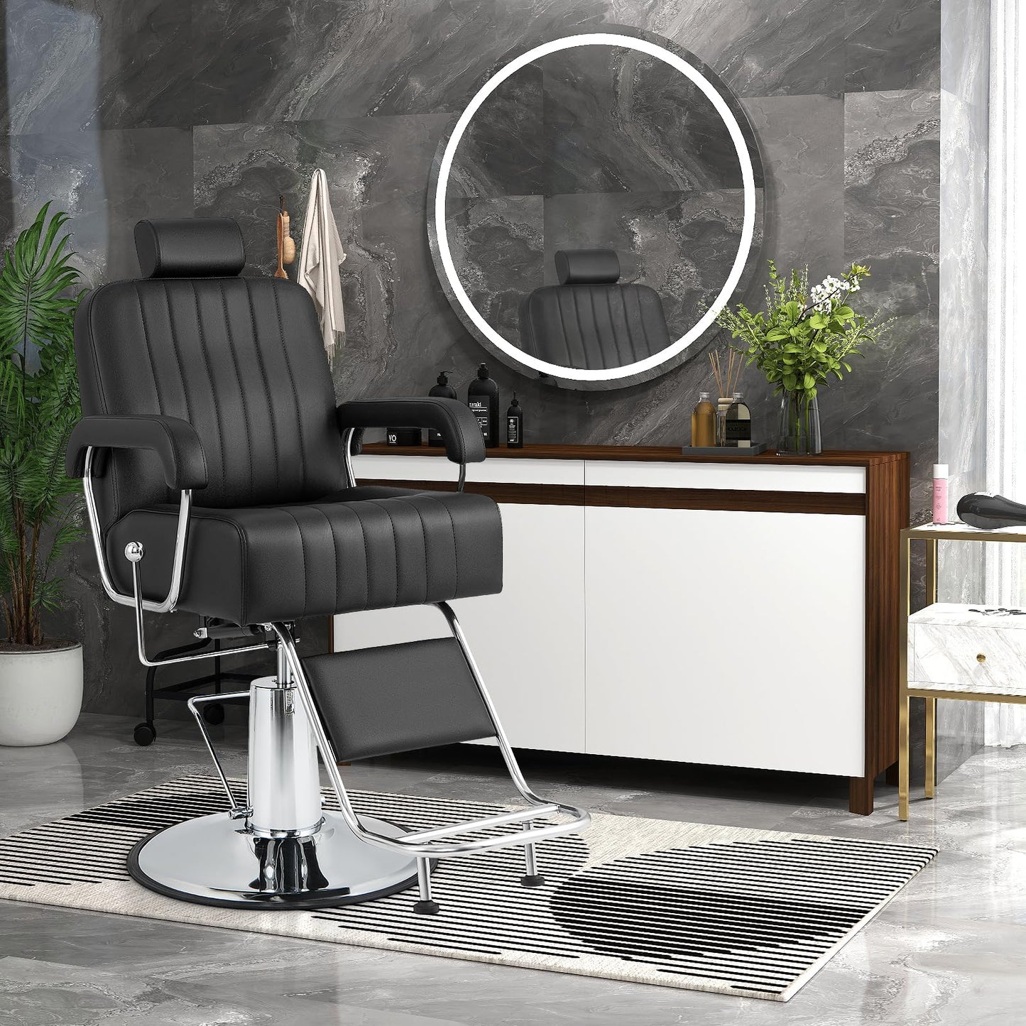 Salon Chair Hydraulic Barber Chair with Adjustable Headrest