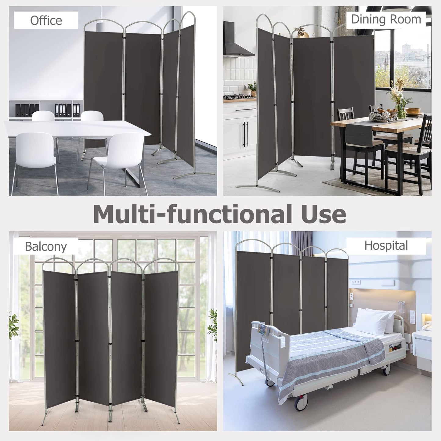 Giantex 4 Panel Folding Room Divider, Freestanding Wall Privacy Screen Protector (221 x 188cm)