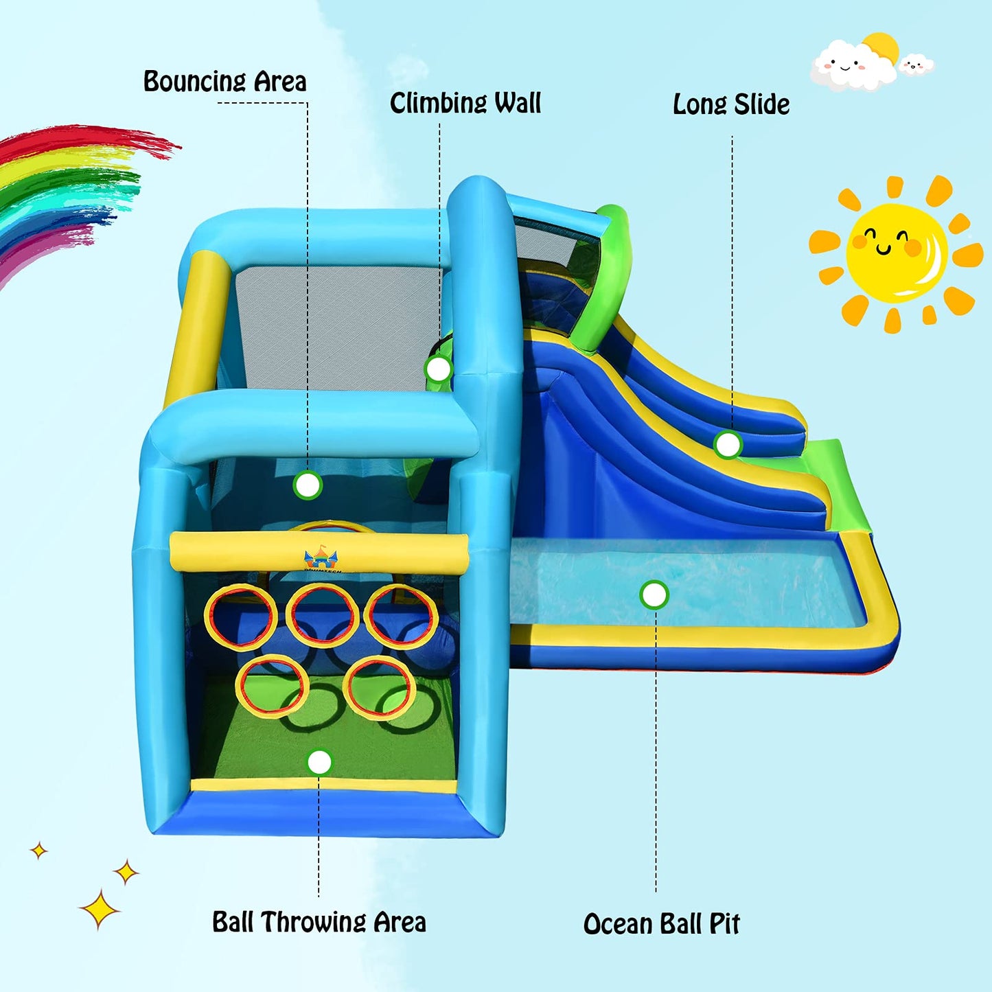 Inflatable Bouncer House with Jumping Area and Slide (without blower)