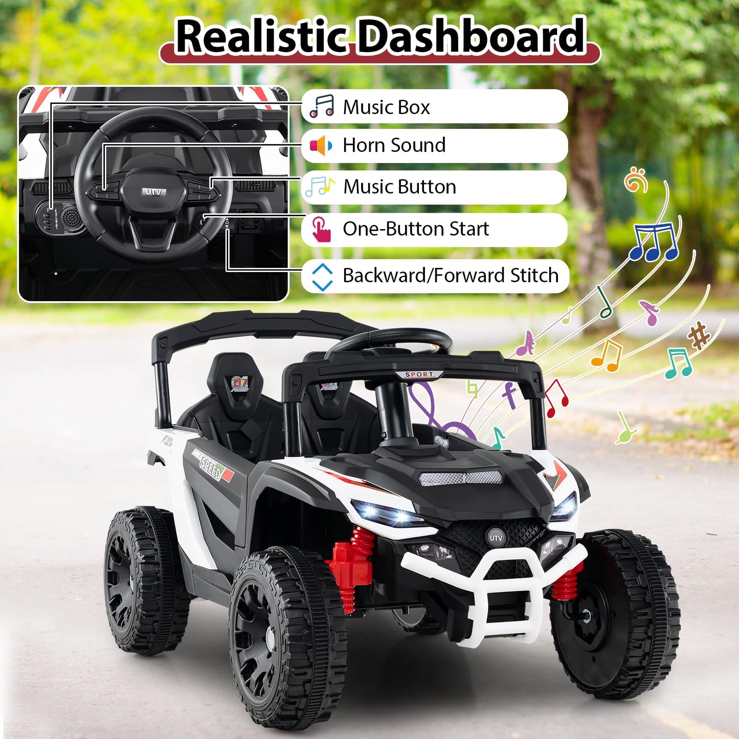 12V Kids Ride On Car Electric UTV with LED Lights and Music