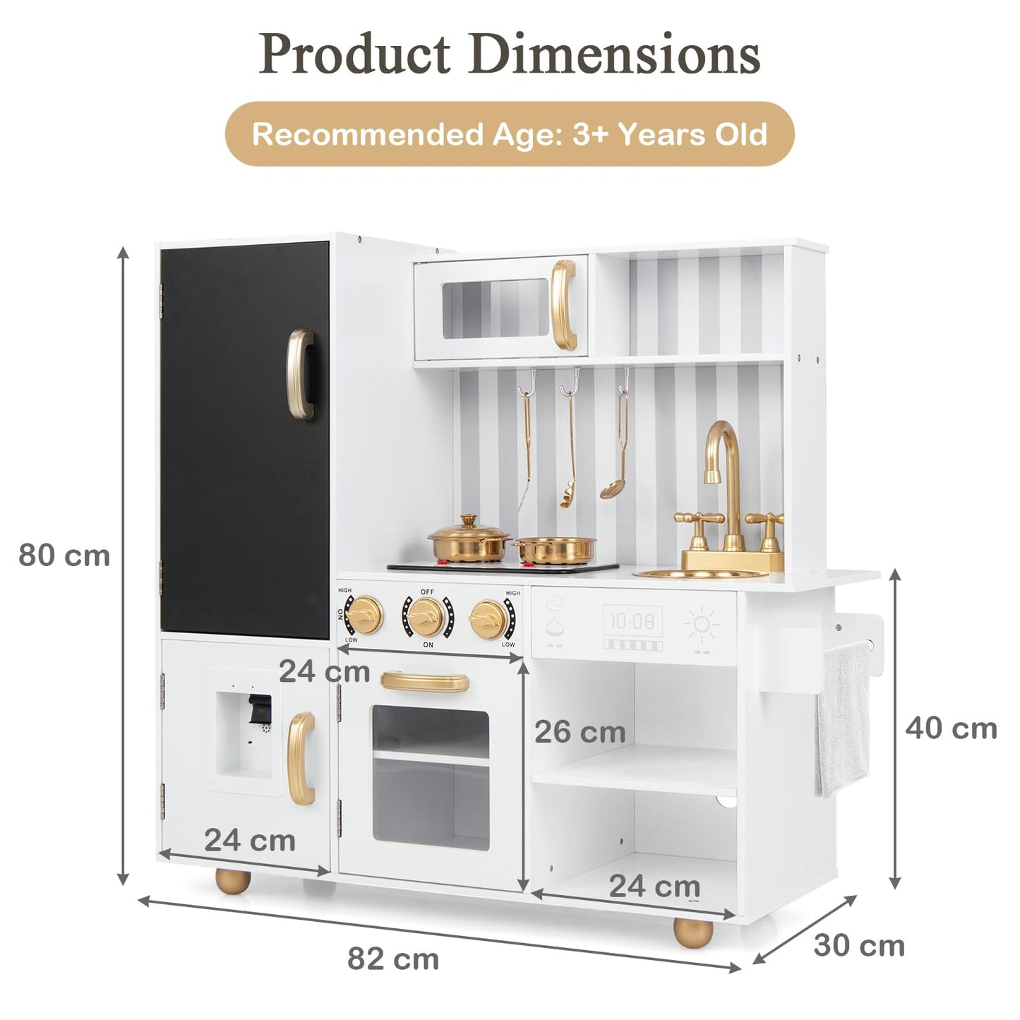 Pretend Play Kitchen for Kids with Utensils Aged 3+