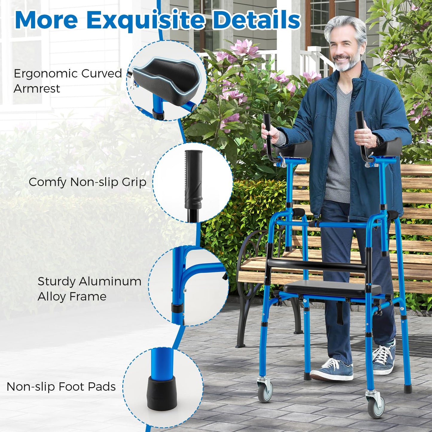 Versatile Rolling Walker with Padded Seat and 2 Premium Wheels