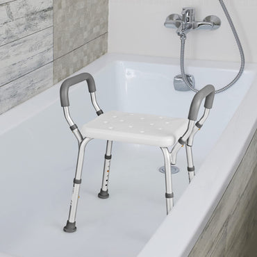 6 Positions Adjustable Bathtub Shower Stool with Detachable Handrails