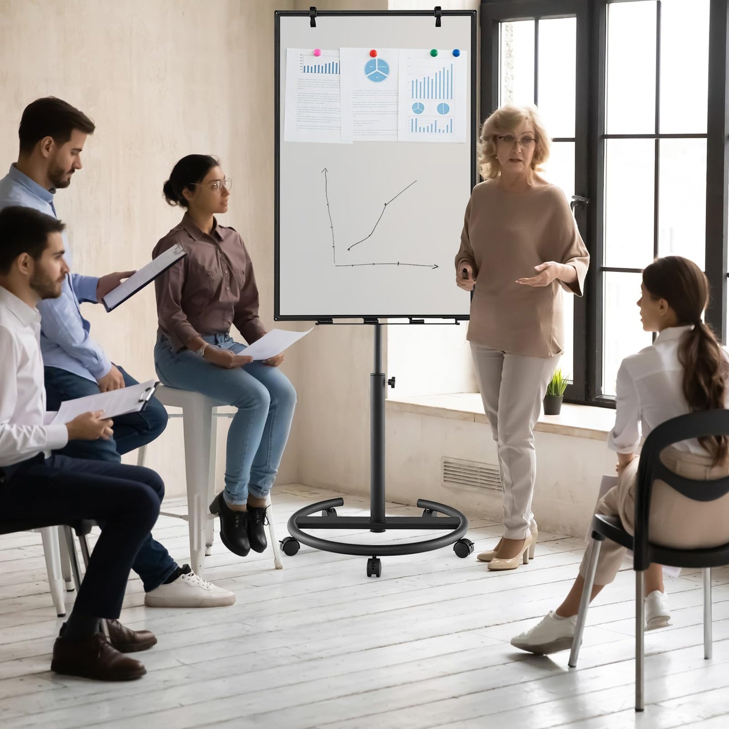 100x65cm Height Adjustable Dry Erase Board with Stand