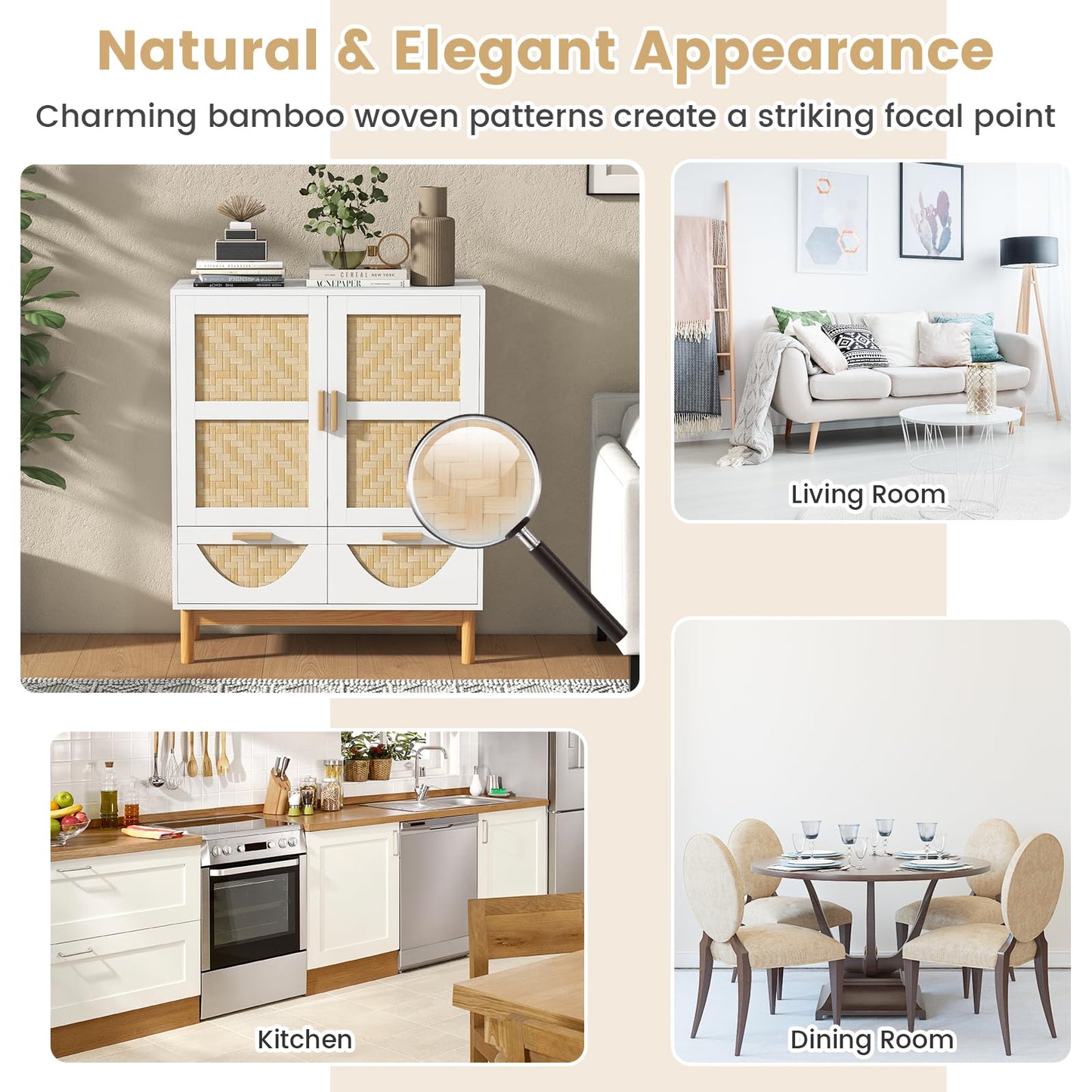 2 Door Sideboard Buffet Cabinet Accent Floor Storage Cabinet