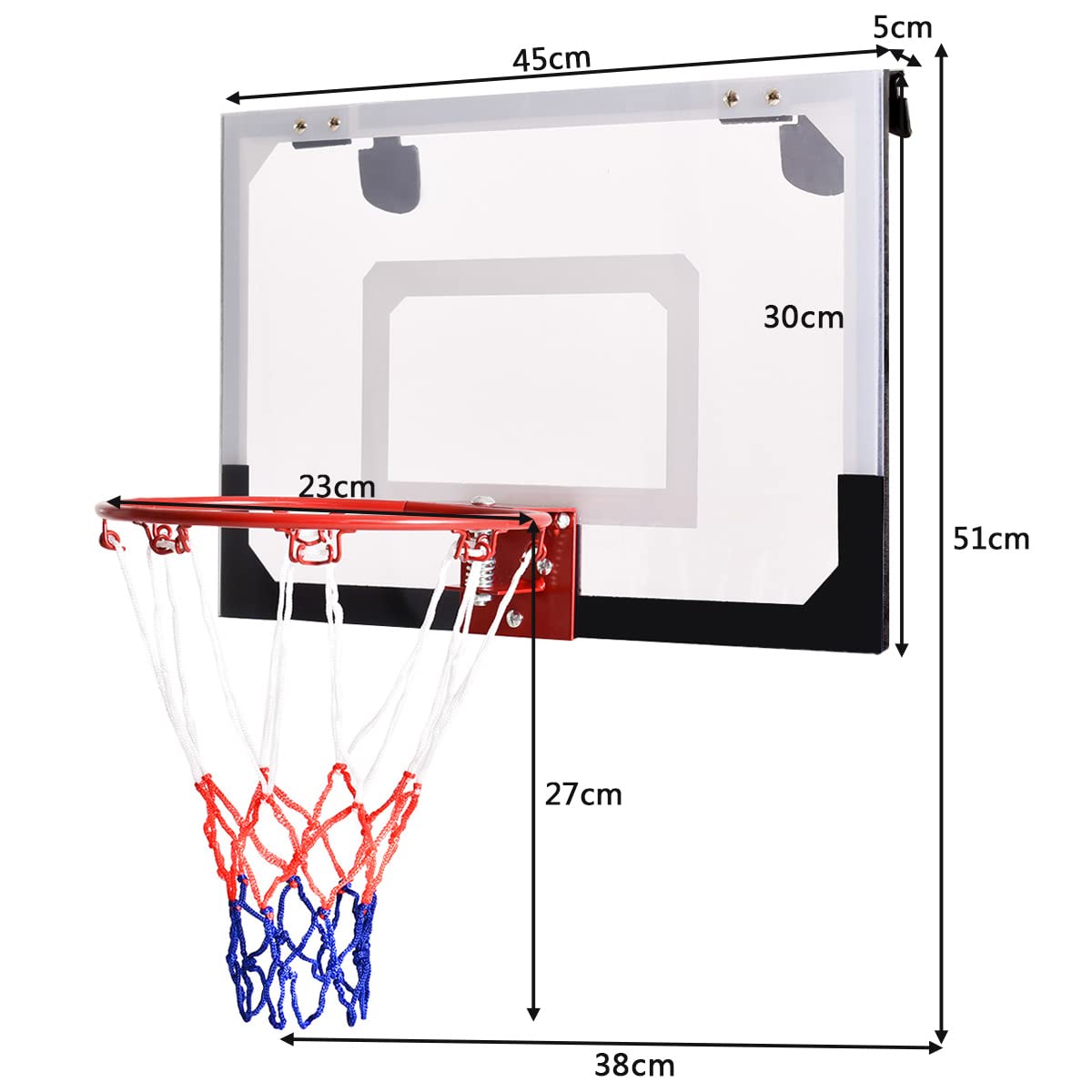 Mini Basketball Hoop with Shatterproof Backboard for Kid, Teen, Adult