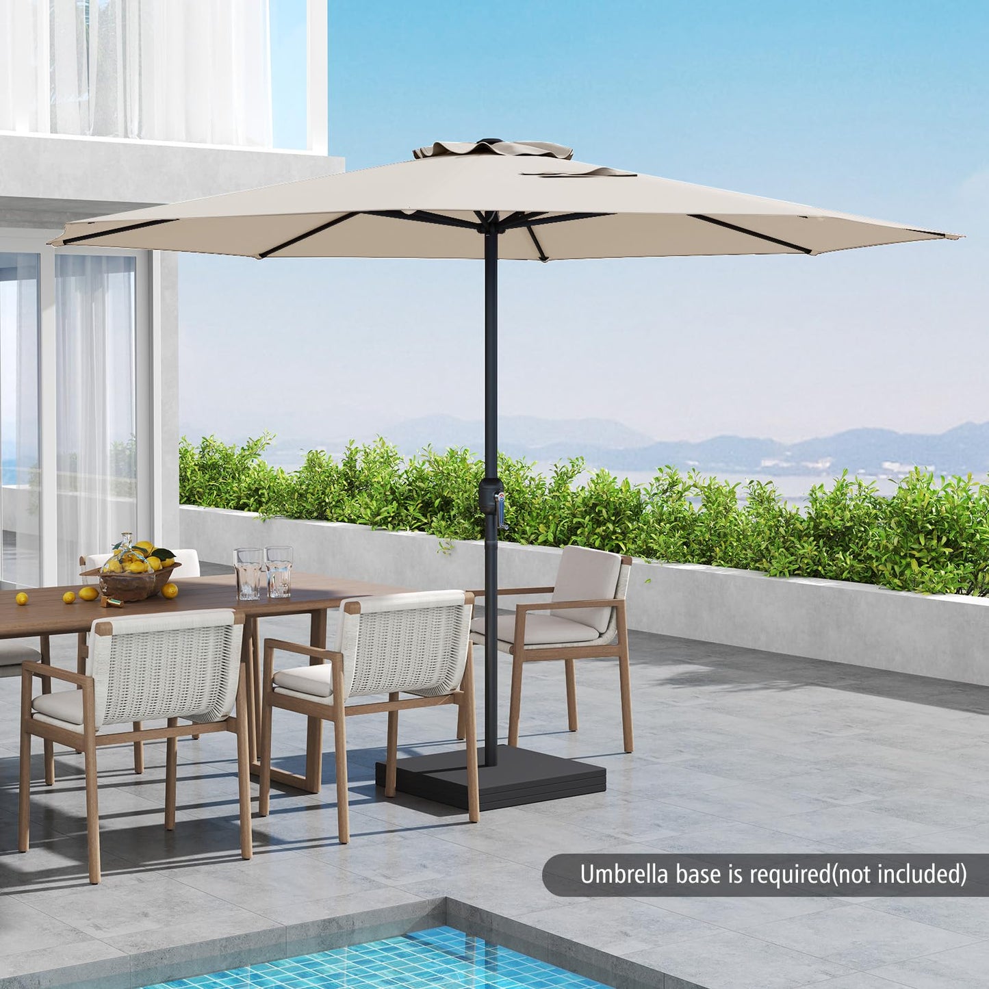 3.5M Water-resistant Patio Umbrella with Crank Handle
