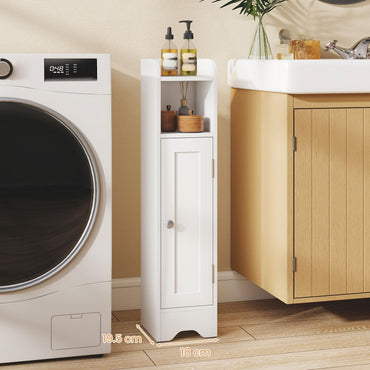 Freestanding Slim Storage Cupboard with Adjustable Shelves