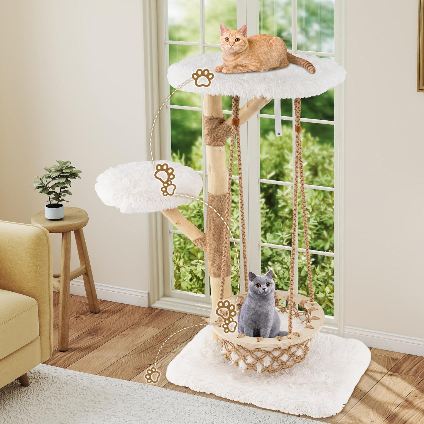 123cm Large Cats Tower with Hammock Swing