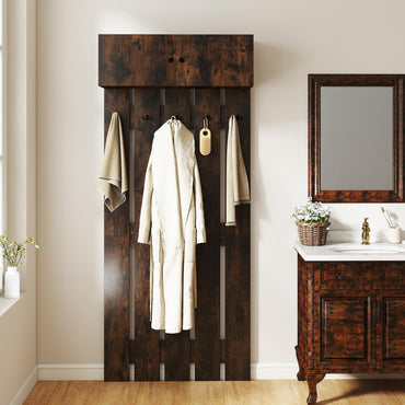 90cm Entryway Wall Mounted Coat Hooks with Shelf 2-Door Cabinet