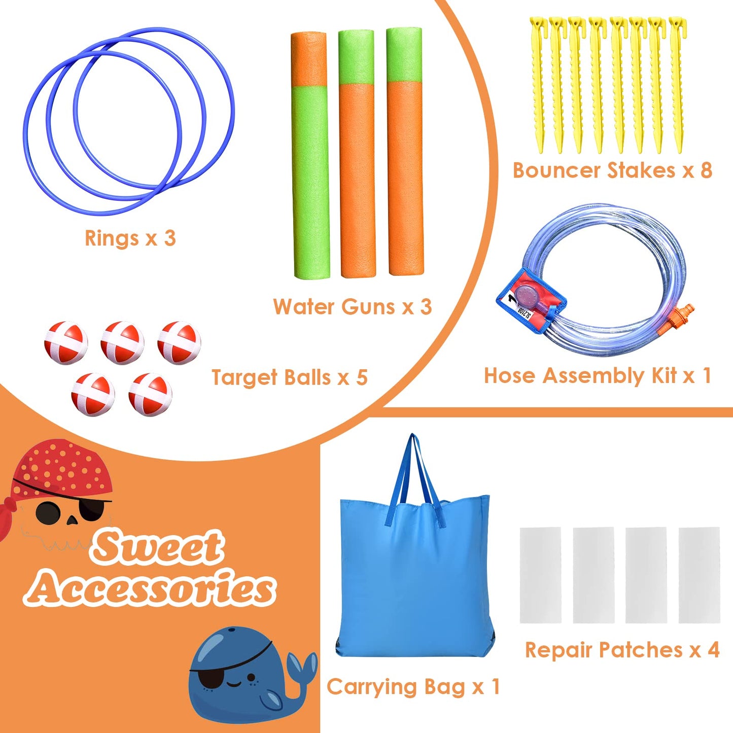 Outdoor 6 in 1 Inflatable Water Slide with Water Guns