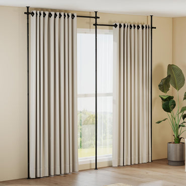 Room Divider Curtain Rod, No Drilling Adjustable Tension Rods Stand for Room Separation