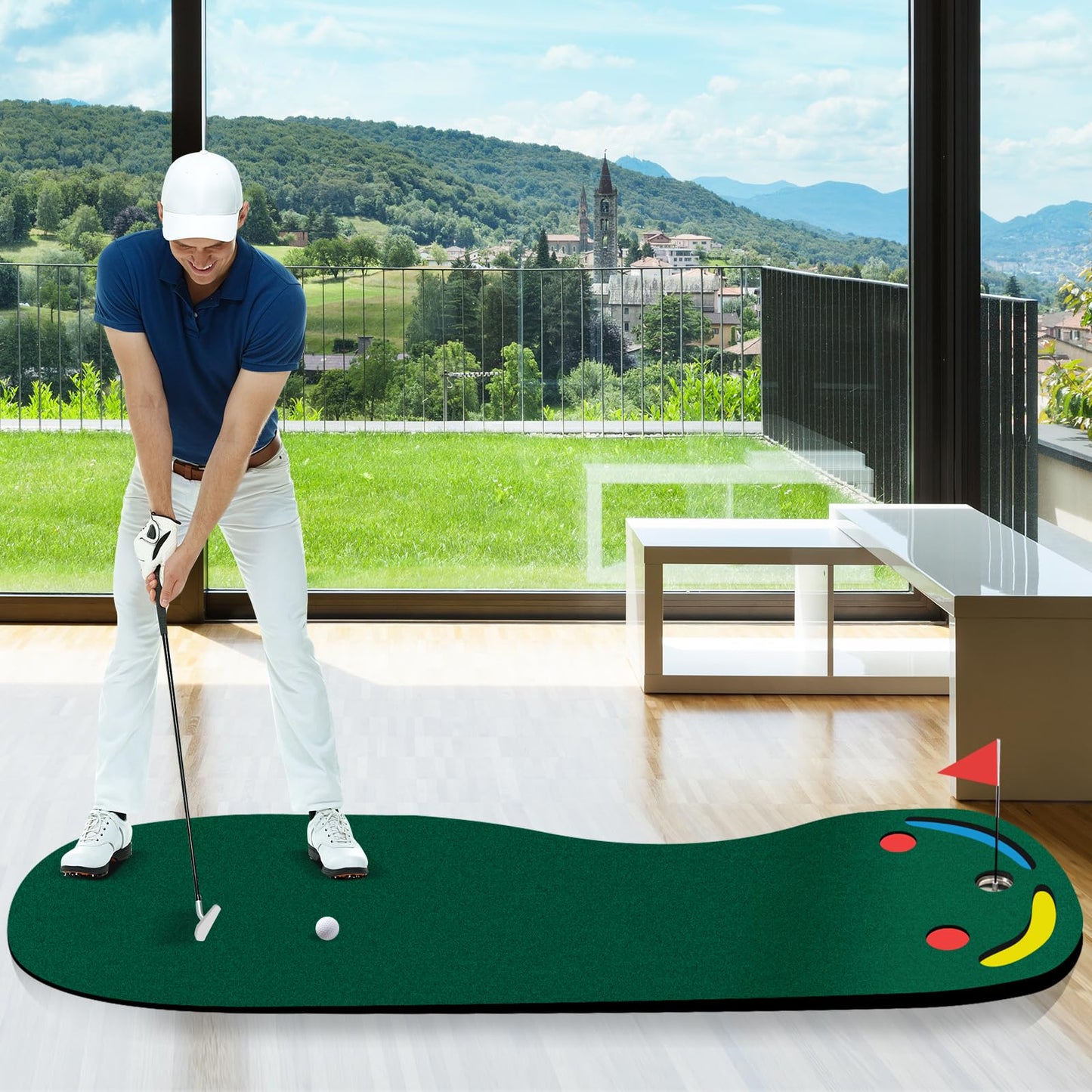 Golf Putting Green Set with 3 Putting Cups 1 Flag and Golf Hole Covers