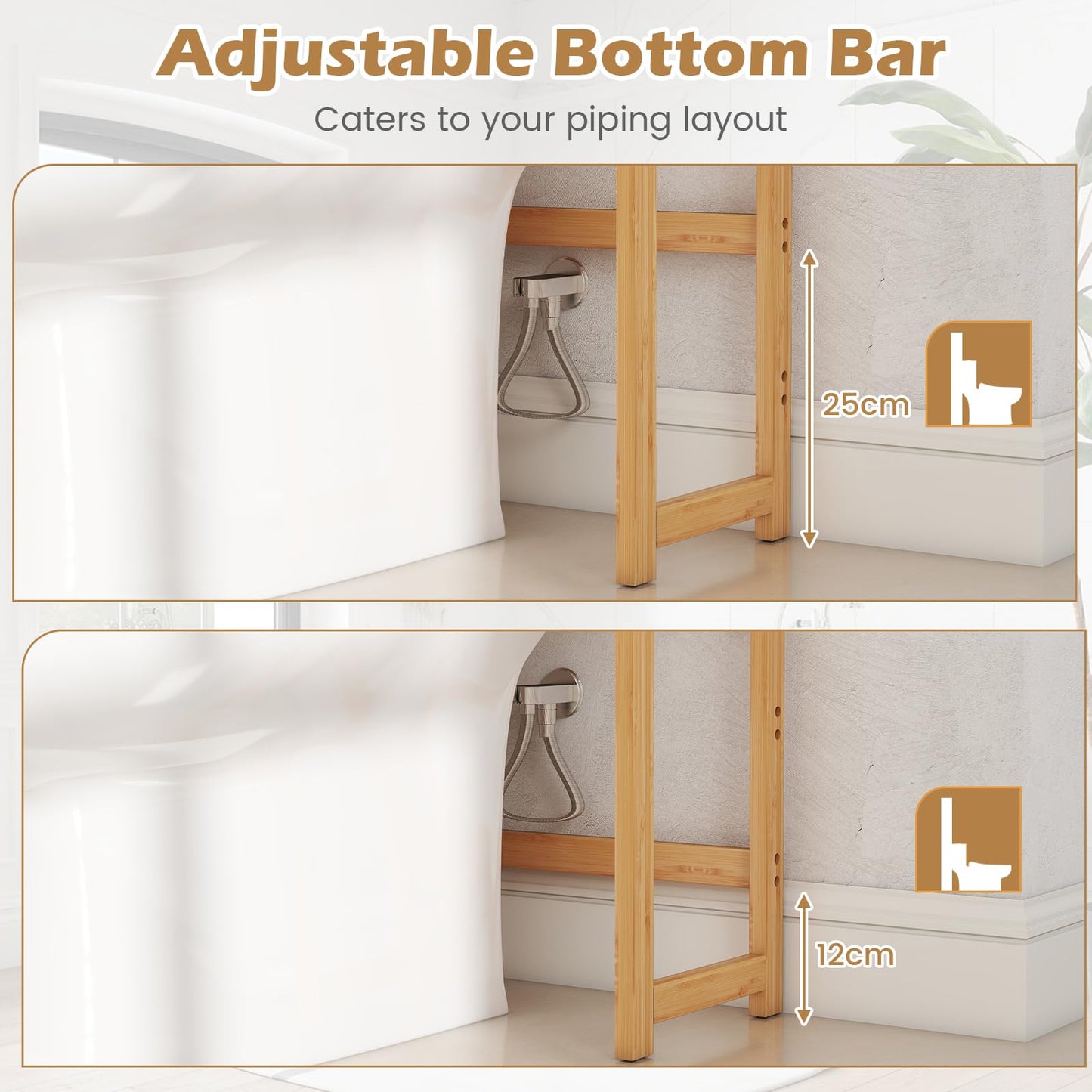 Over Toilet Storage Unit with 5 Position Shelves