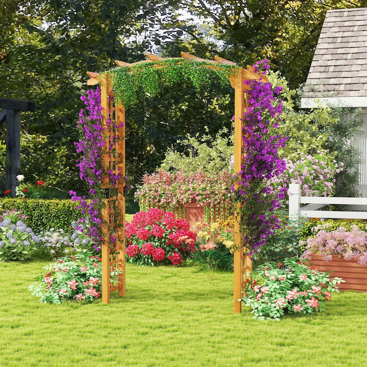229cm Wooden Trellis Pergola Arbour for Party Wedding Backyard Patio