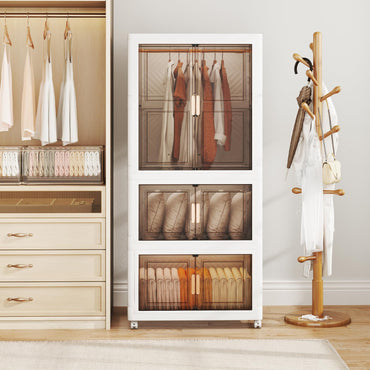 421L Foldable Portable Wardrobe with 10 Retractable Hangers