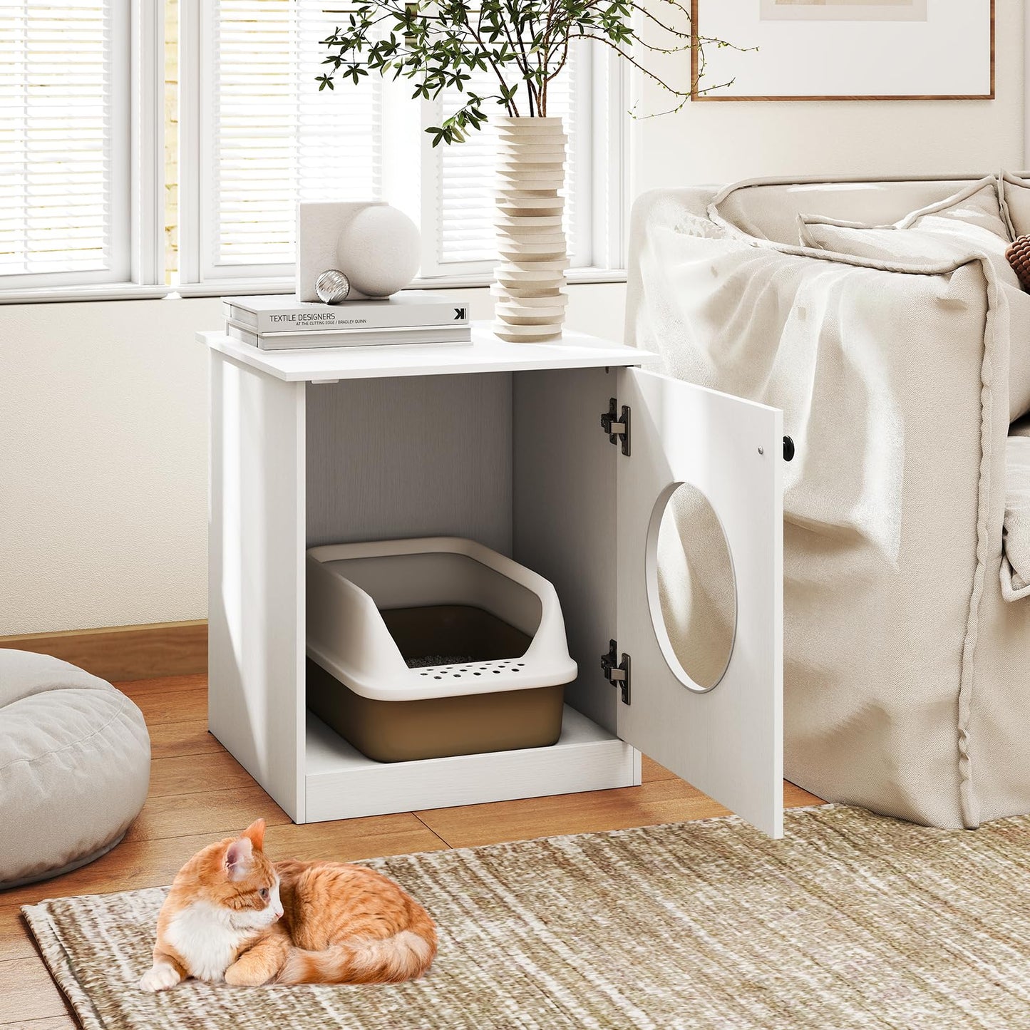 Wooden Kitty Hidden Washroom Litter Cabinet with Ventilated Hole
