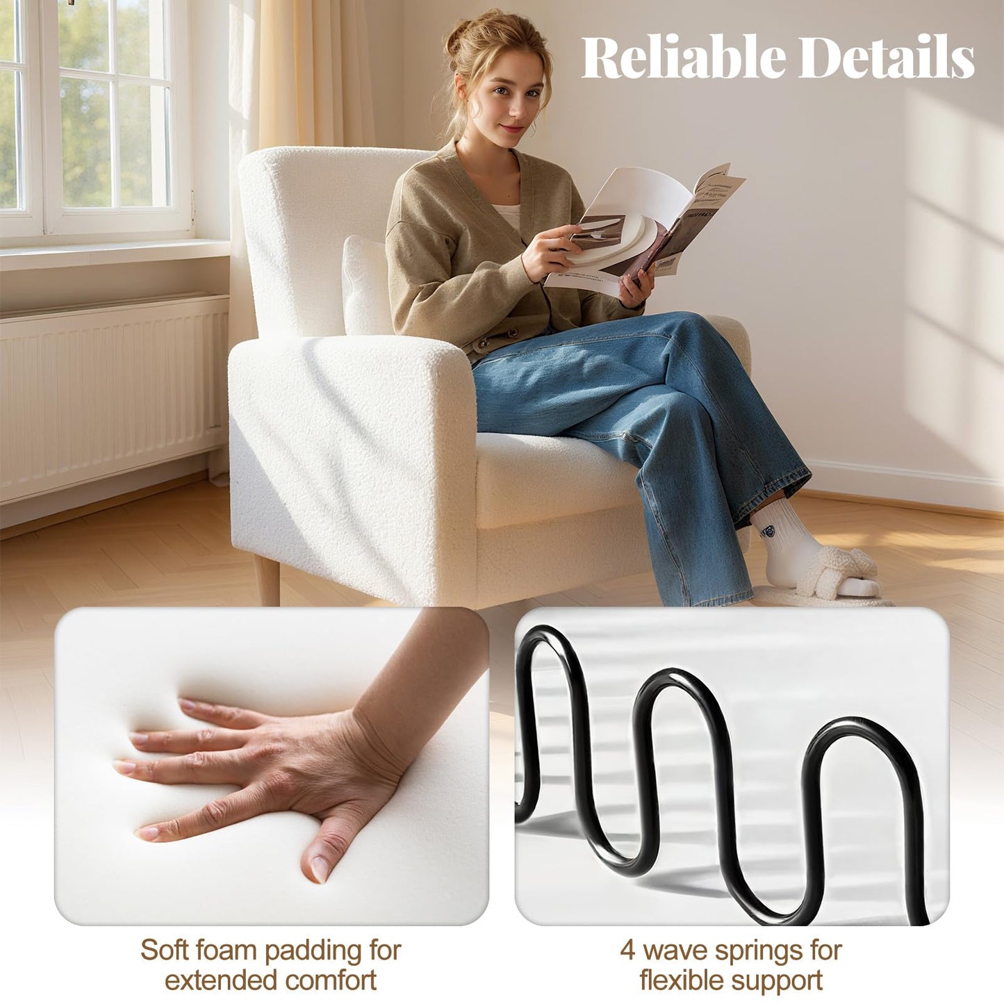 Modern Upholstered Sofa Chair with Lumbar Pillow for Living Room