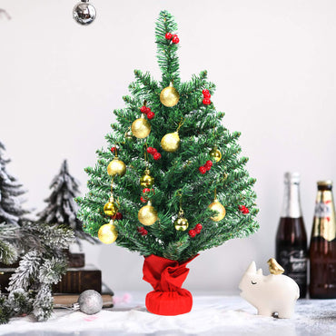 2FT 60cm PVC Artificial Christmas Tree with LED Lights
