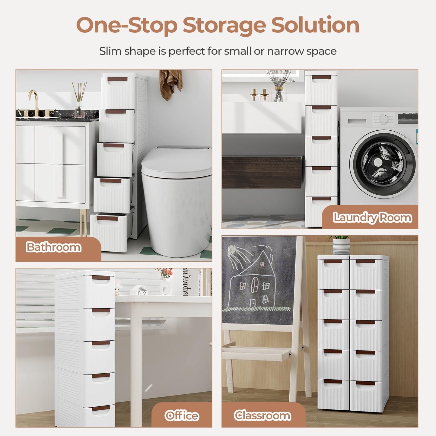 3/4/5-Drawer Narrow Storage Cabinet for Small Space