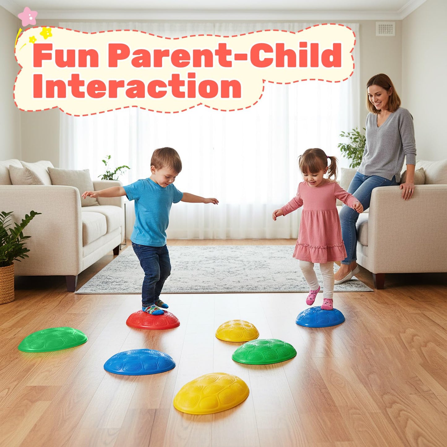 8 Pieces Non-Slip Toddler Stepping Stones for Kids Aged 3+