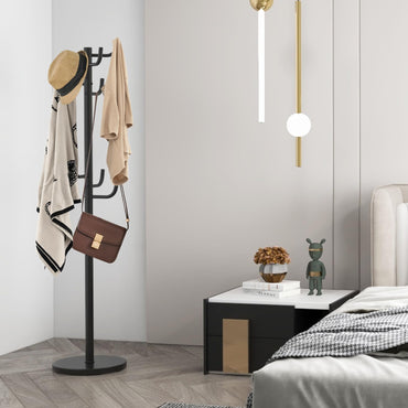 Metal Coat Rack, Freestanding Clothes Hanger with 8 Hooks