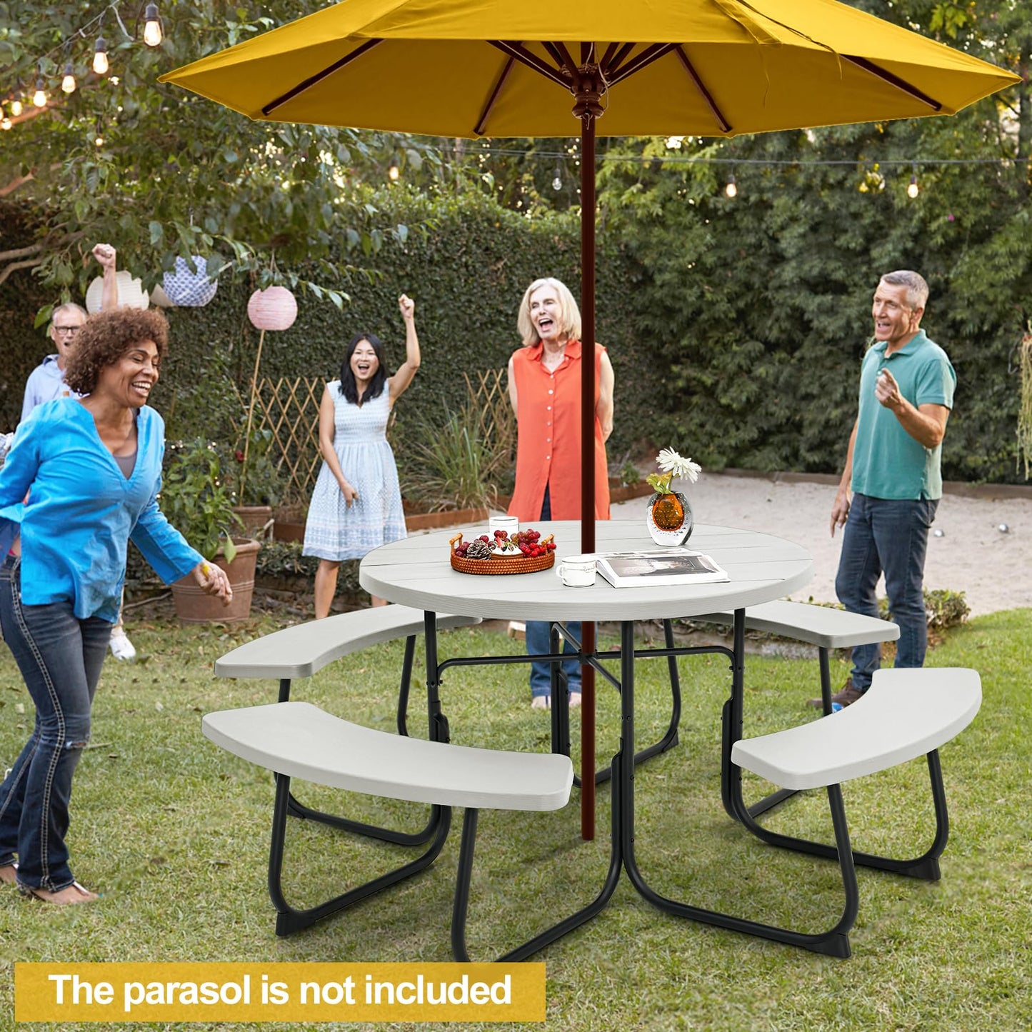 All Weather 8 Seater Picnic Table and Bench