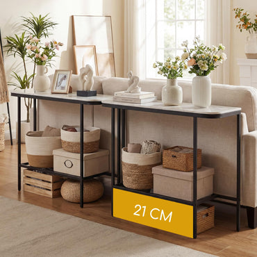 Entryway Table with Faux Marble Top and Metal Frame for Hallway
