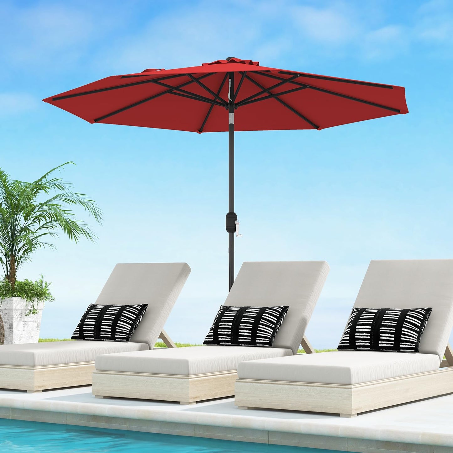 2.7m Waterproof Patio Umbrella with Tilt & Crank Handle