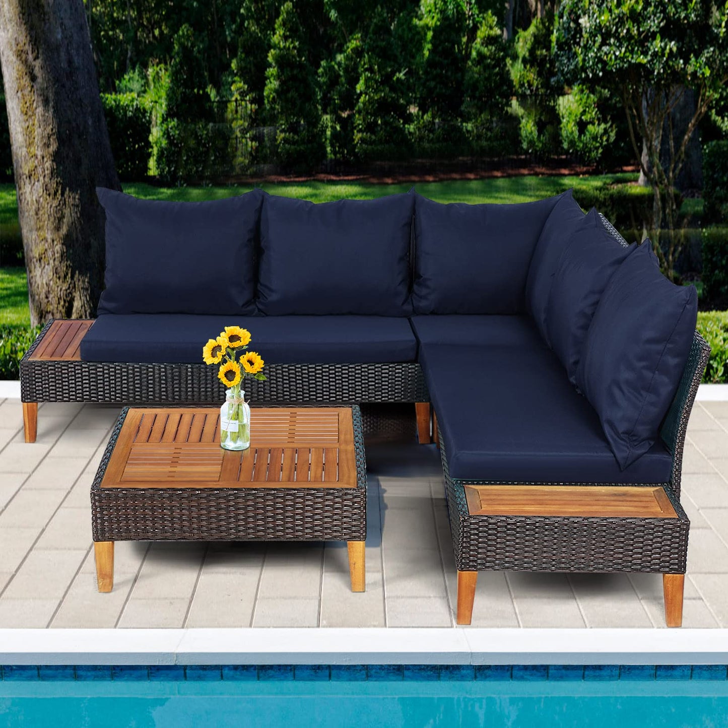 5 Seater Garden Rattan Corner Sofa Set