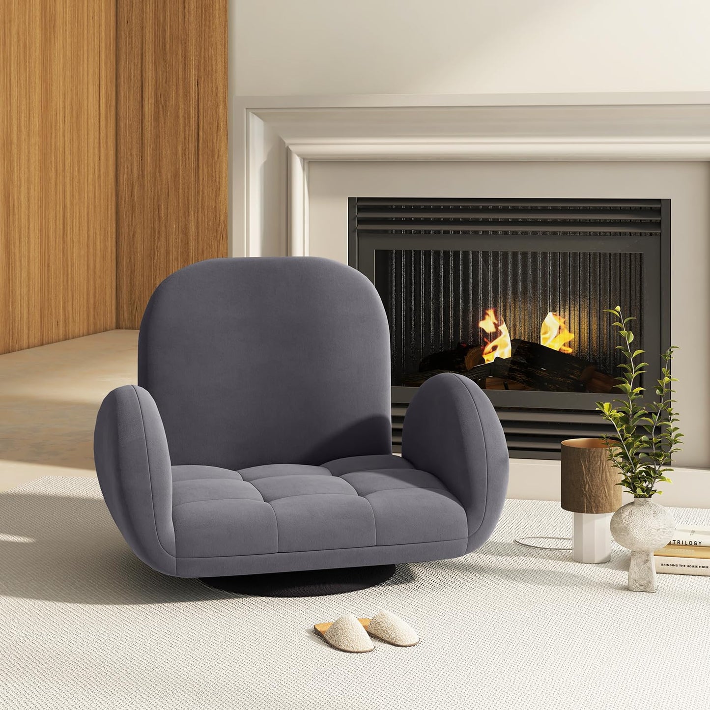 Folding Floor Chair, Lazy Sofa Bed Chair Seat with Adjustable Backrest & Armrests