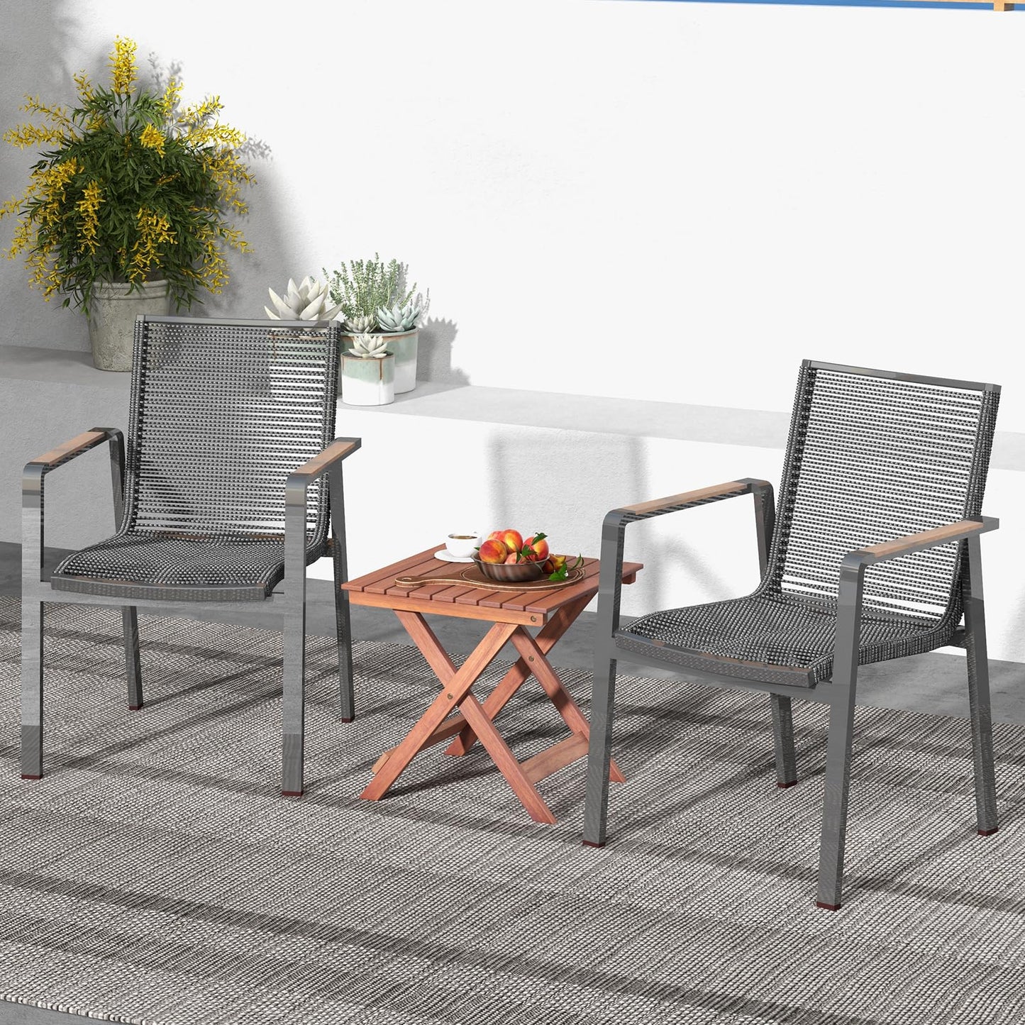 Folding Square Weather-Resistant Indoor Outdoor End Bistro Snack Table