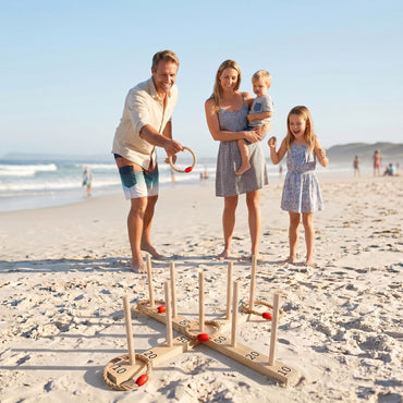 Ring Toss Game for Kids & Adults, Wooden Quoits Games Set