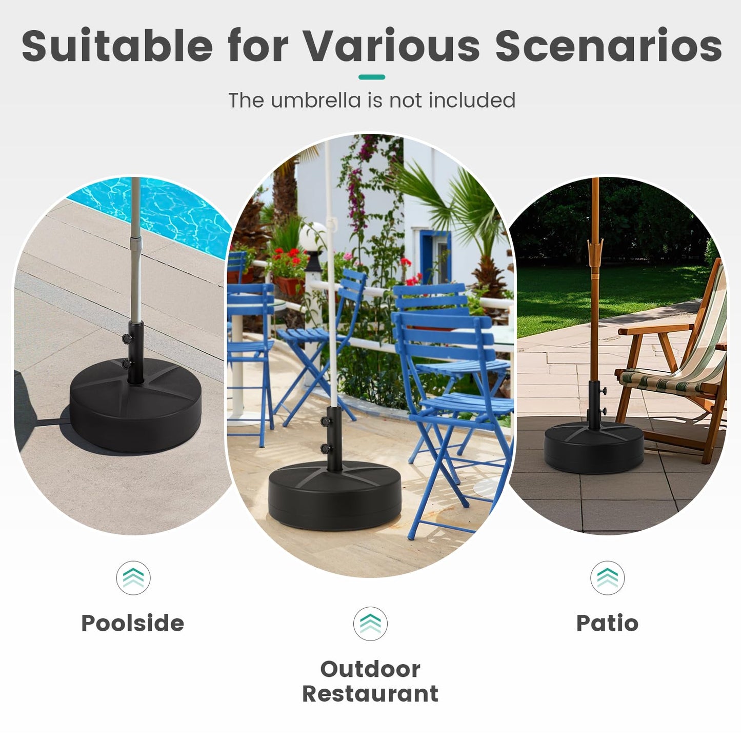 Weighted Patio Umbrella Base with 2 Adjustable Knobs for Garden