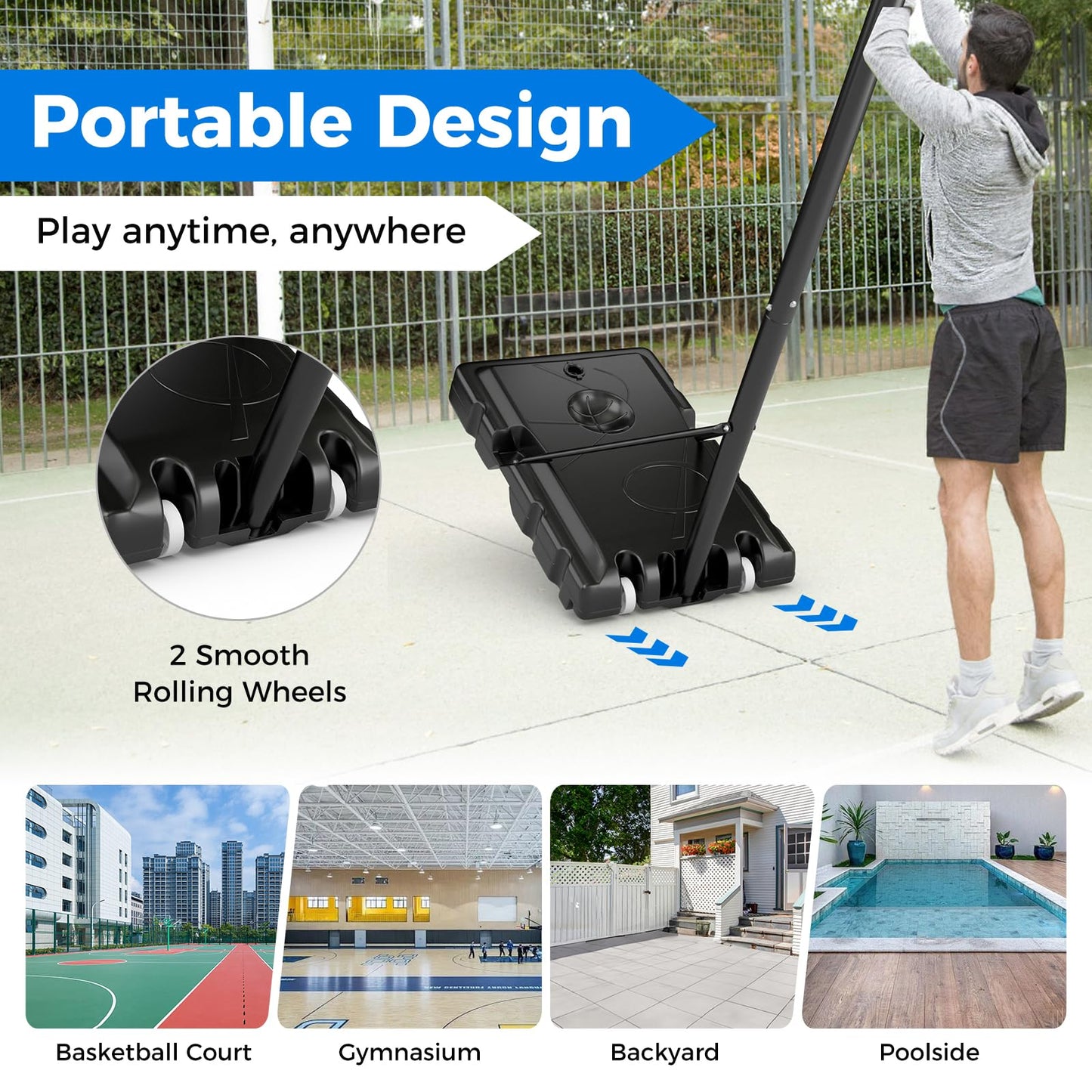 All Weather Basketball Goal System with 2 Wheels