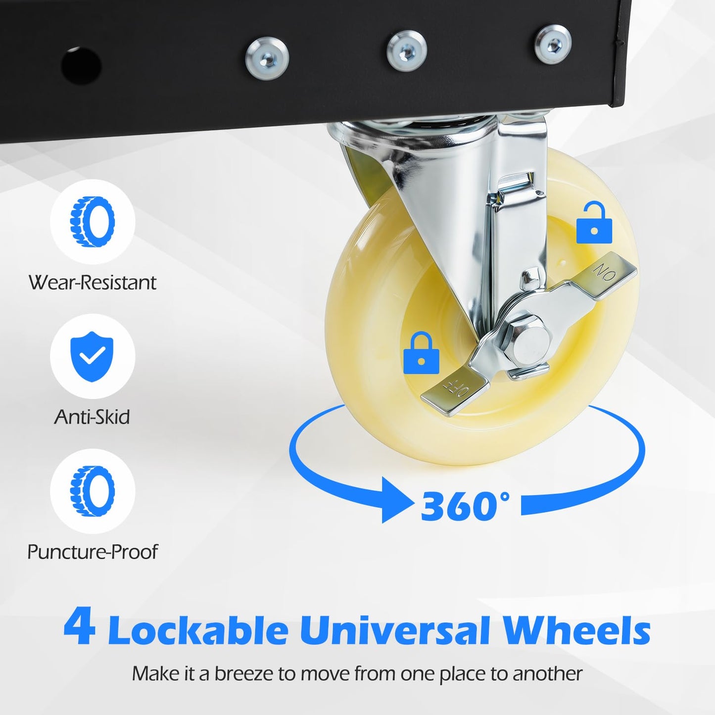 Folding Table Cart, Heavy Duty Table Dolly with Lockable Swivel Wheels