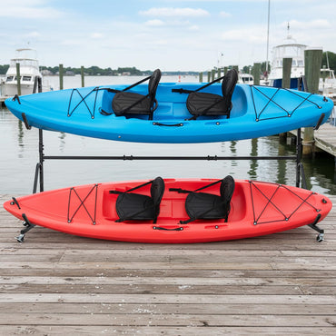 Freestanding Kayak Storage Rack for 2 Kayaks with 6 Lockable Wheels