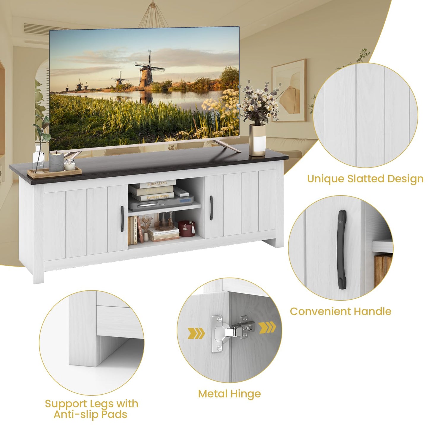 Wooden TV Cabinet Media Entertainment Center for TVs up to 65 Inches