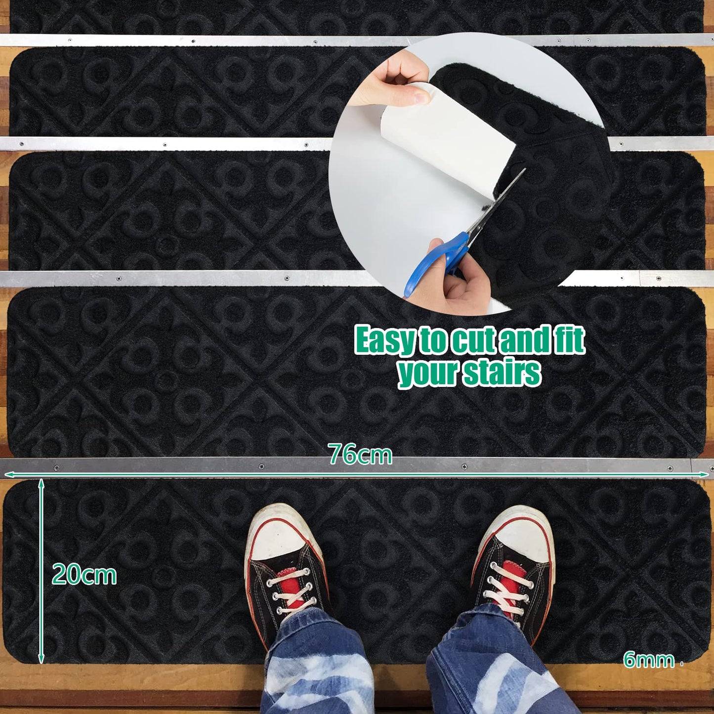 15 Pack Indoor Stair Runners Safety Rug with Reusable Adhesive