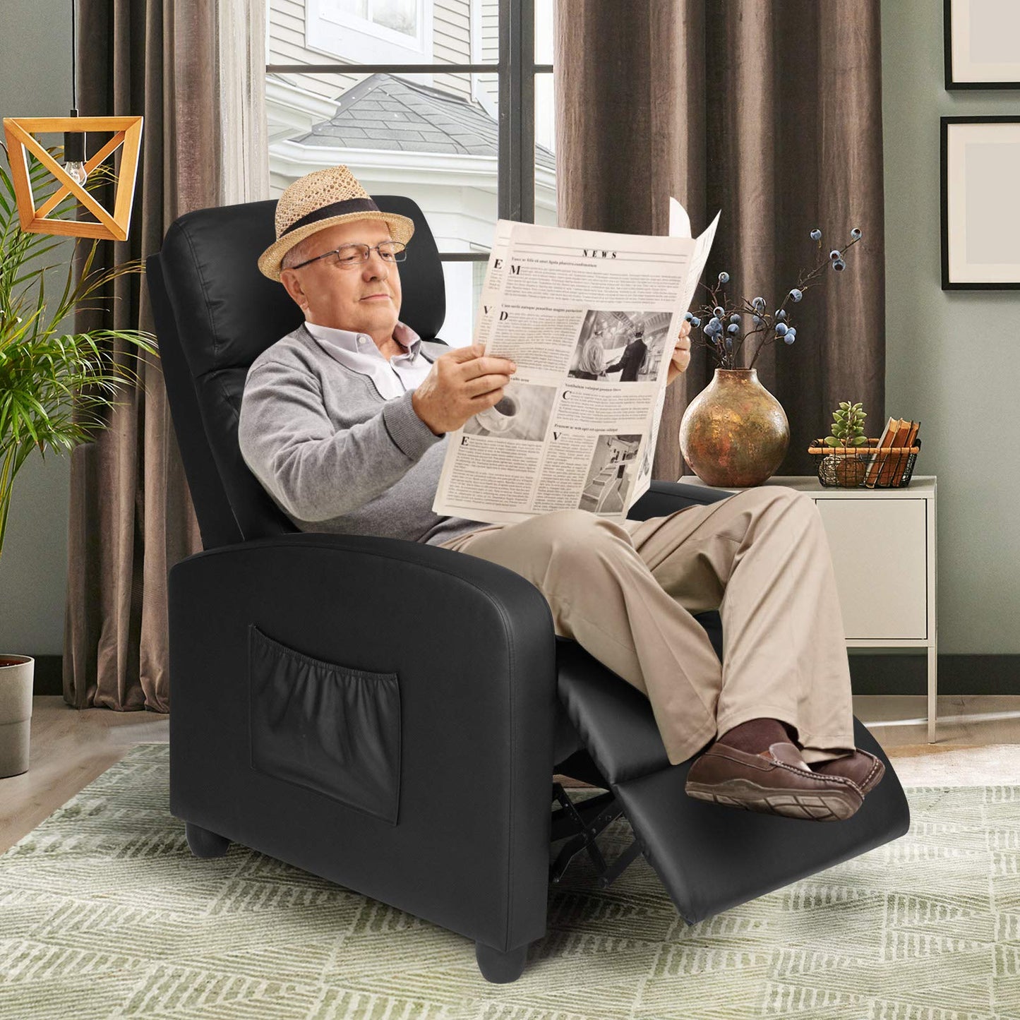 Recliner Armchair with Reclining Function and Adjustable Leg Rest