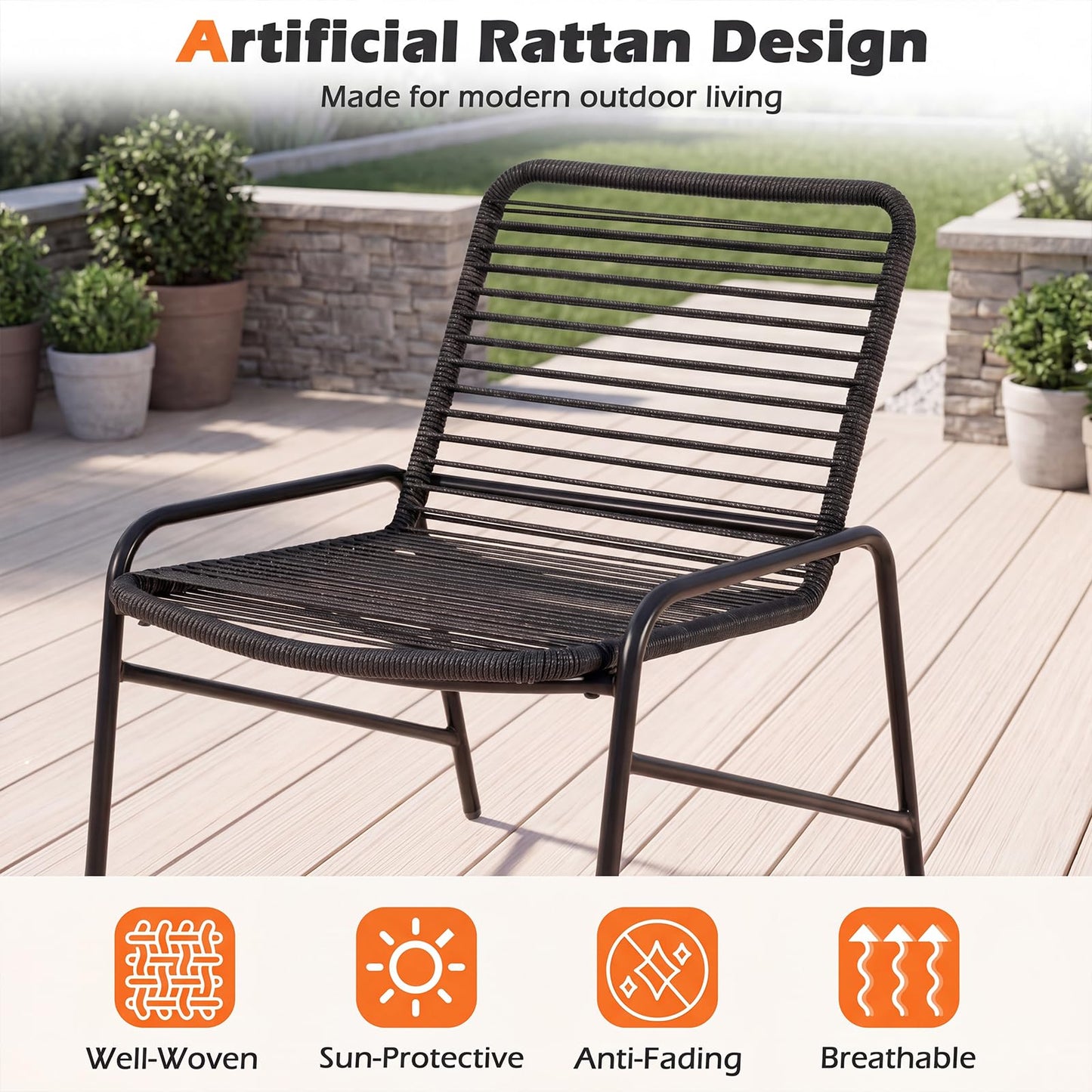 3 Piece Patio Bistro Set, Metal Frame Garden Furniture Set
