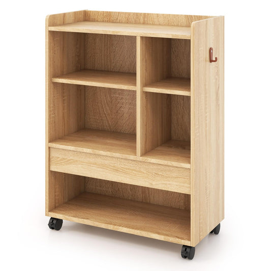 Mobile Storage Cabinet with Drawer and Adjustable Shelves