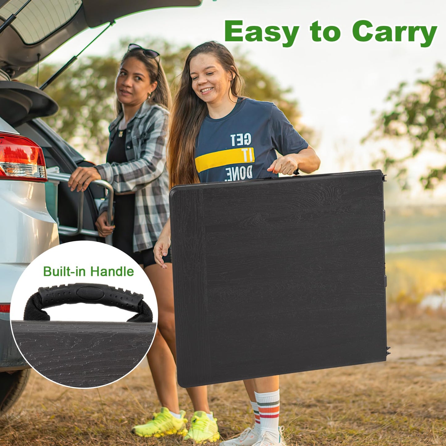 152 x 70 x 74 cm Folding Camping Table with Carrying Handle and HDPE Tabletop