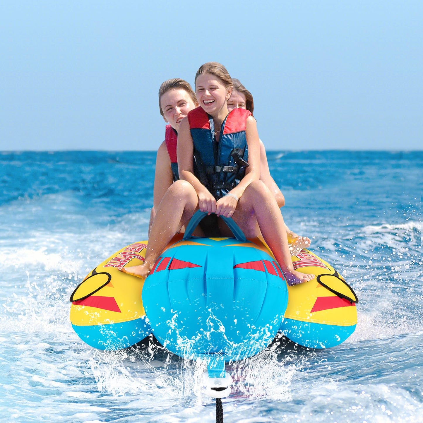 1-3 Riders Inflatable Banana Boat Towable Tube for Boating with Full Nylon Cover