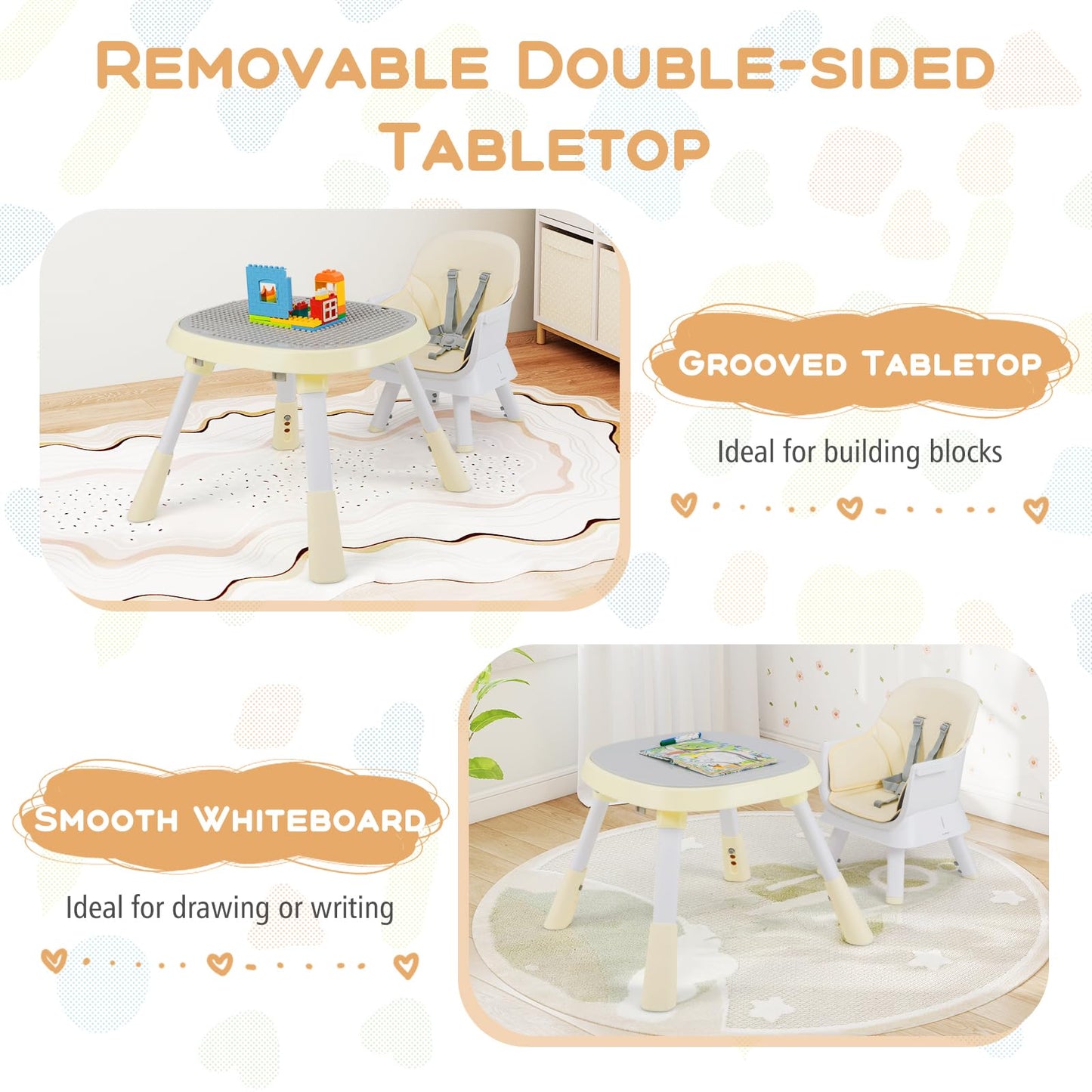 16 in 1 Convertible Highchair/Table Chair Set/Building Block Table/Booster Seat with Removable Tray