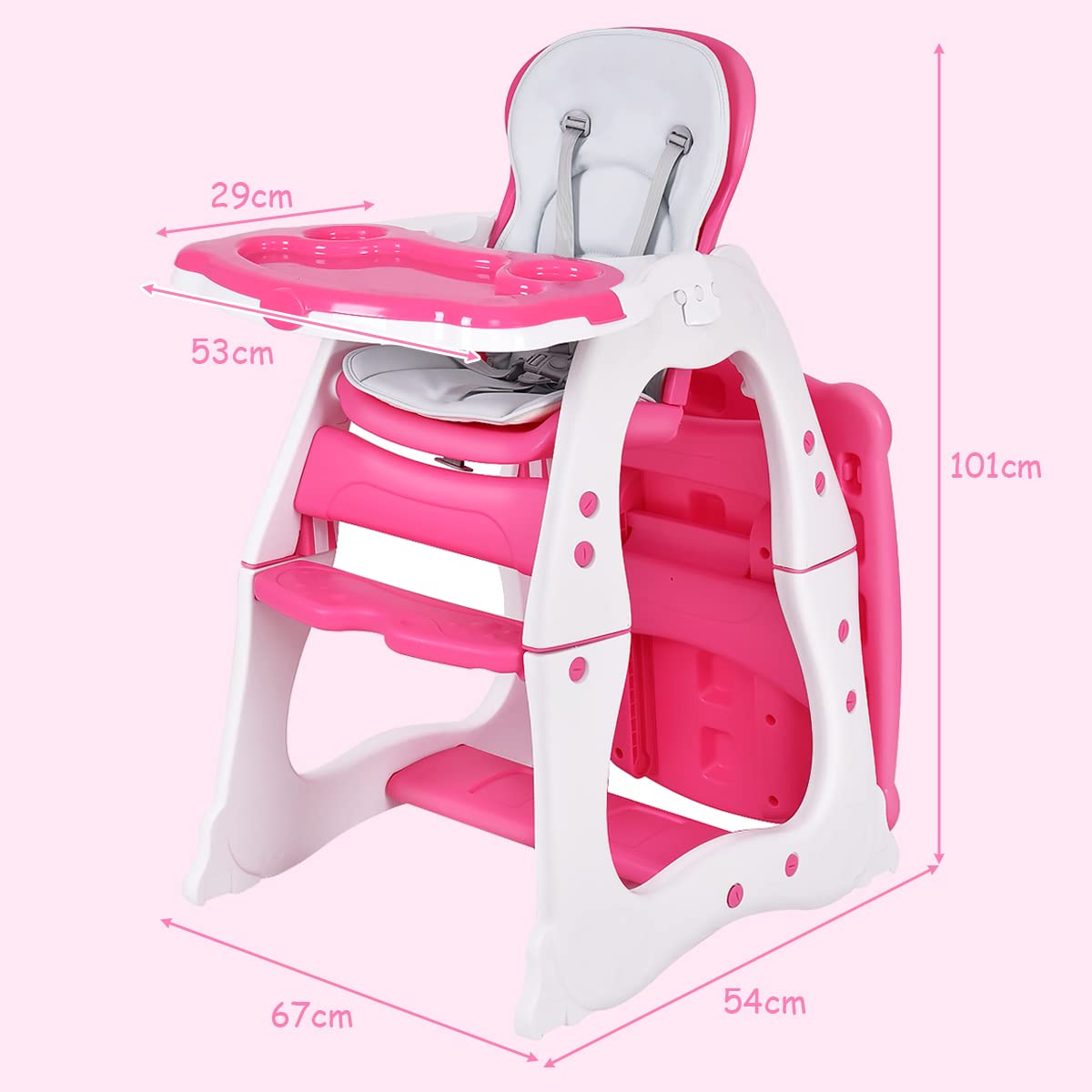 Convertible Highchair Booster Seat with Reclining Backrest