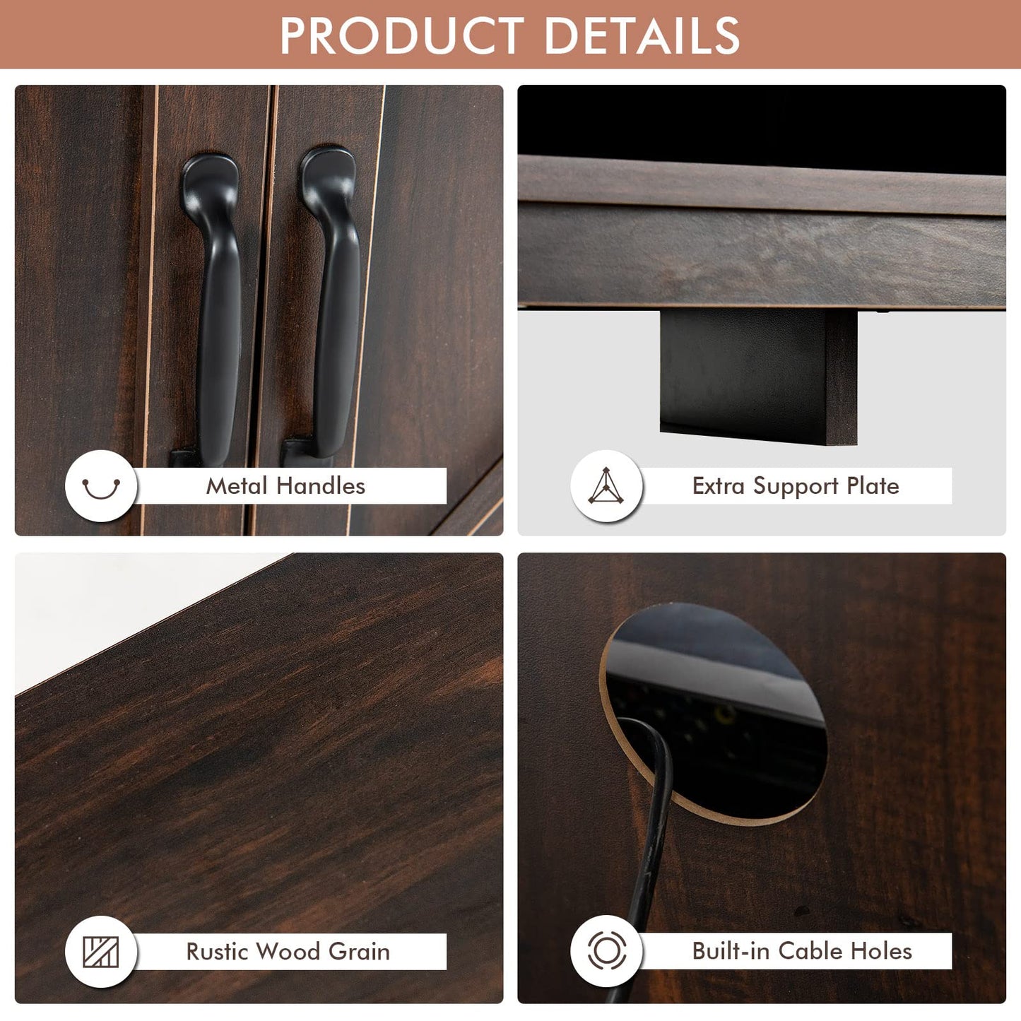 Sliding Barn Door Farmhouse Flat Screen Console for 65 Inch TVs