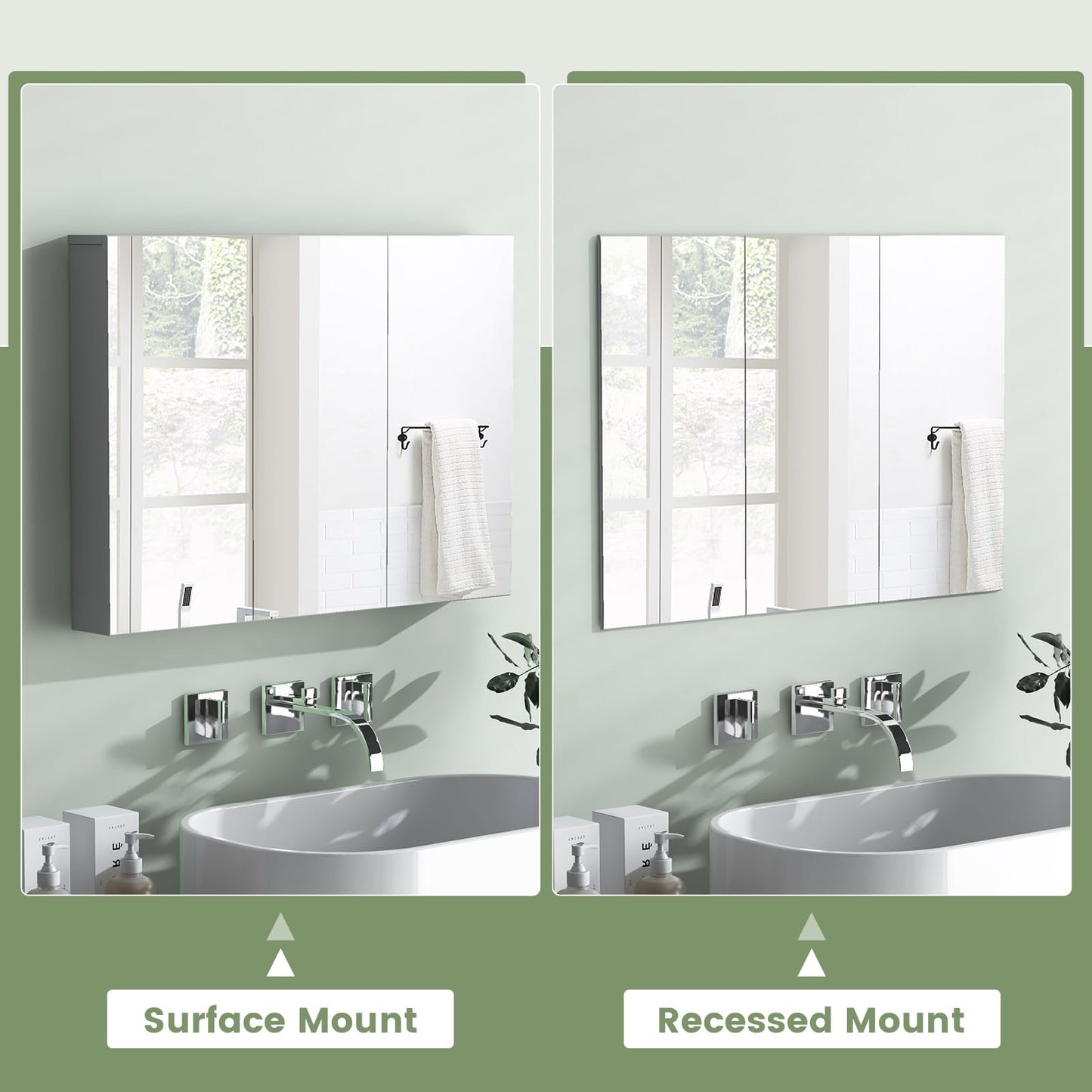 Frameless Bathroom Wall Mounted Medicine Cabinet with Mirror