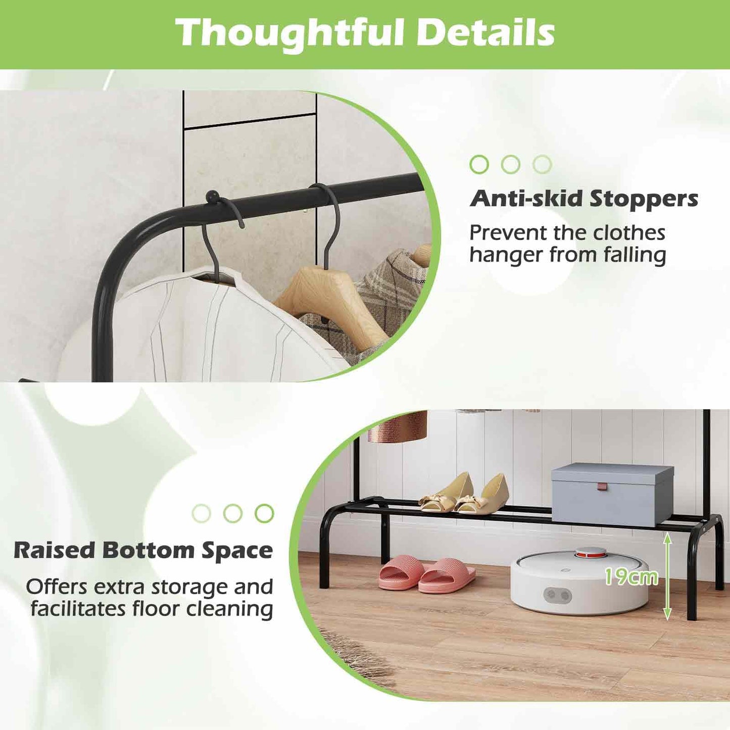 Heavy Duty Clothes Rack Freestanding Metal Garment Wardrobe Rack