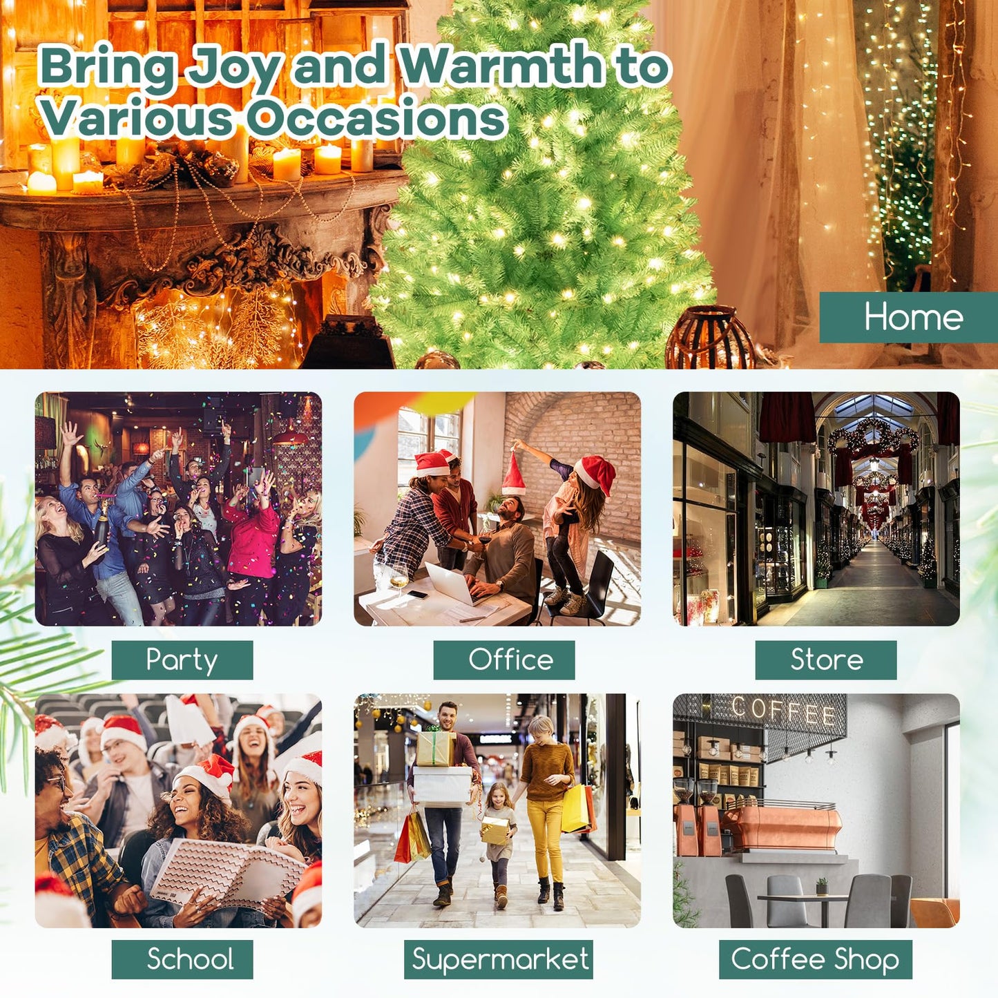 6 Feet Artificial Xmas Tree Pre-Lit with Folding Metal Stand